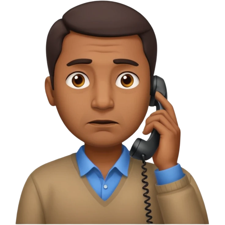 generate an indian dad, talking on call. looking upset emoji