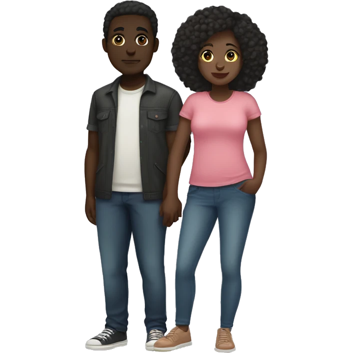 dark skin big girl and light skin skinny  boyfriend emoji