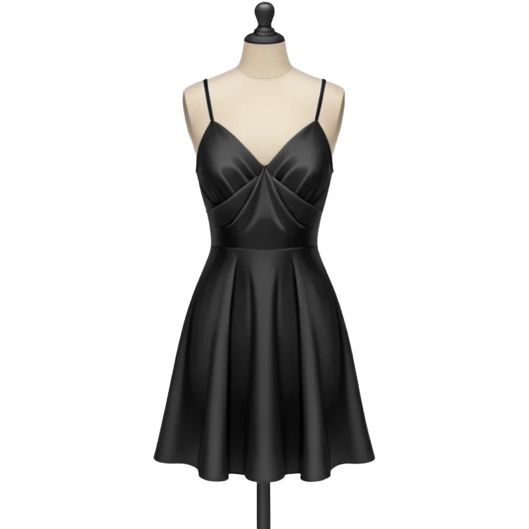 Strappy short black dress made of silk on a headless mannequin  emoji