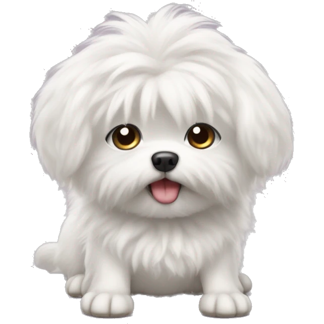 Annoying fluffy little white dog in a bow toe emoji