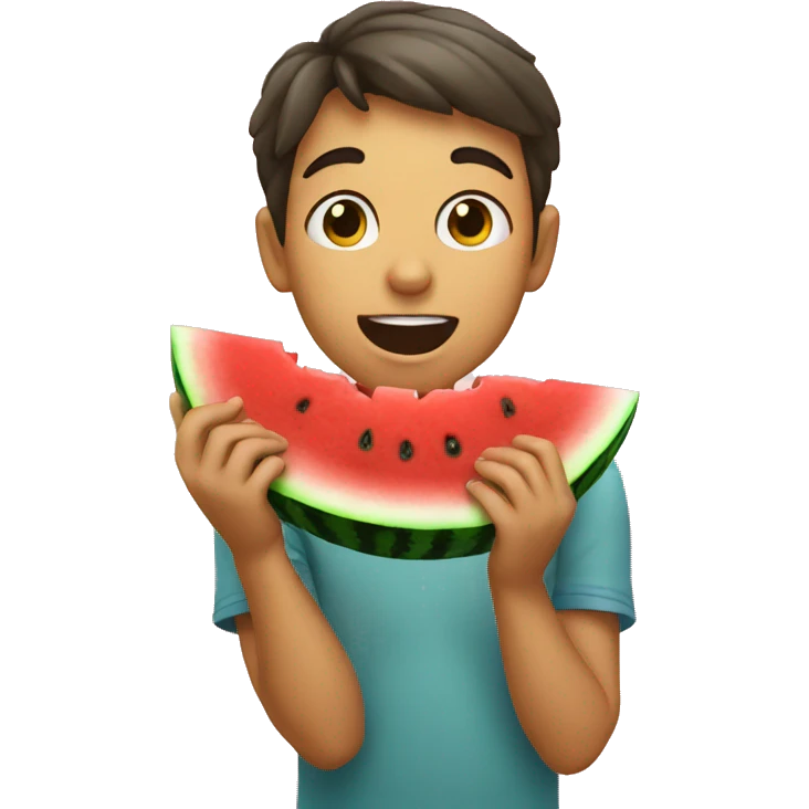 Boy eating watermelon emoji