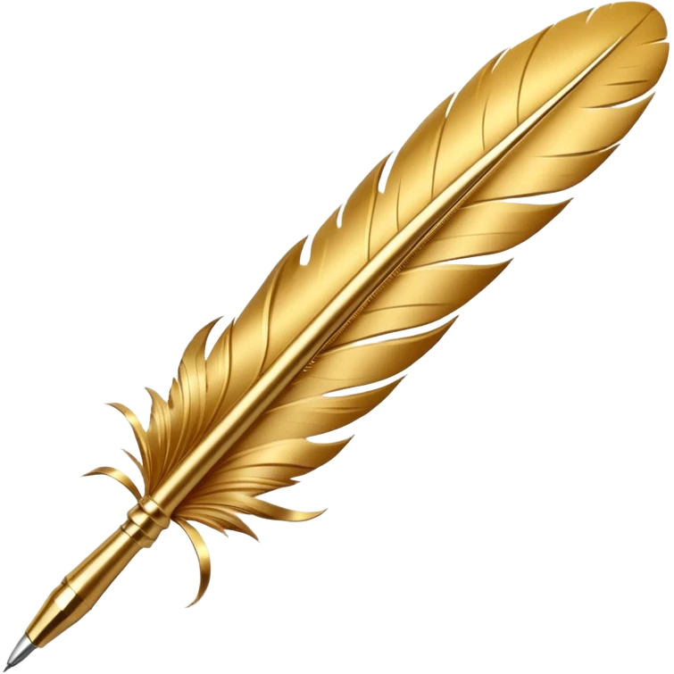 3D perspective academic premium golden ink feather pen emoji