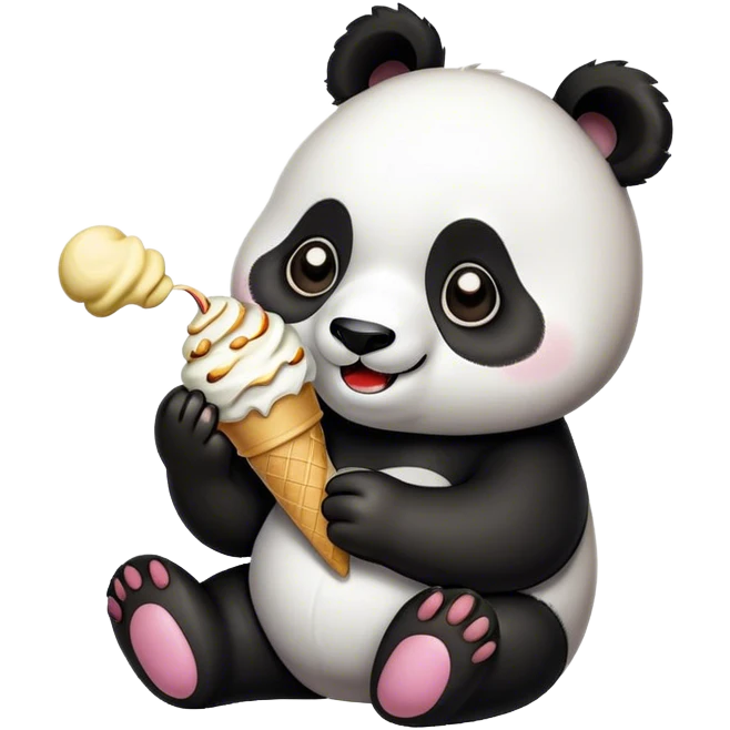 Panda eating ice creamp emoji