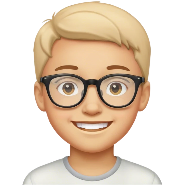 smiling boy with glasses indoors emoji