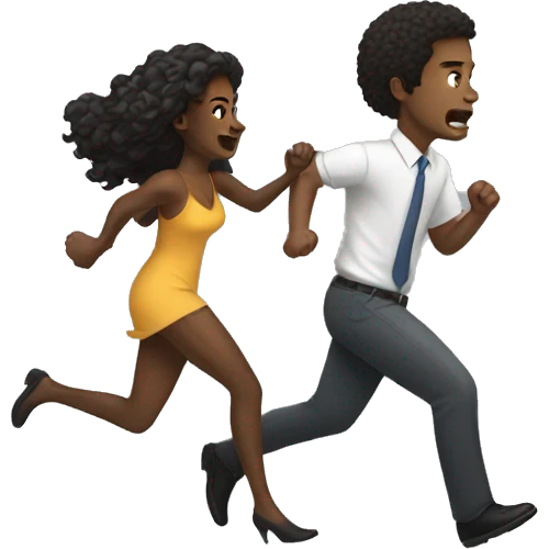 black woman chasing white man emoji