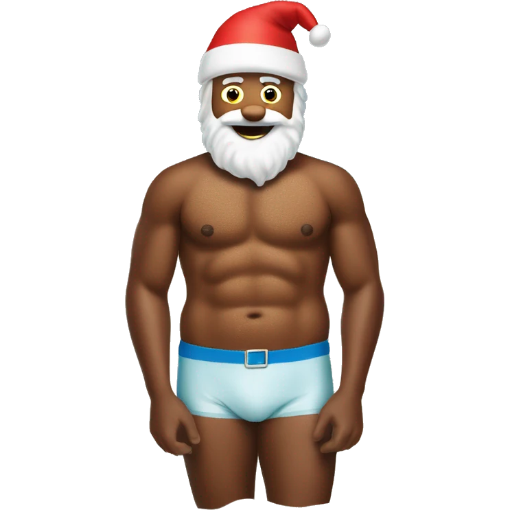 A sunburnt Santa in speedos sunbathing on the beach  emoji