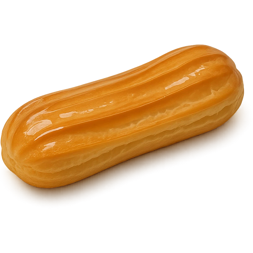 Choux pastry, éclairs shape, glossy surface, delicate and airy, elegant emoji