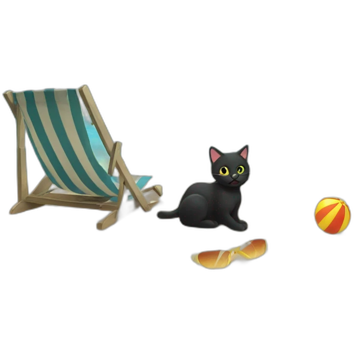 black cat beach sun emoji