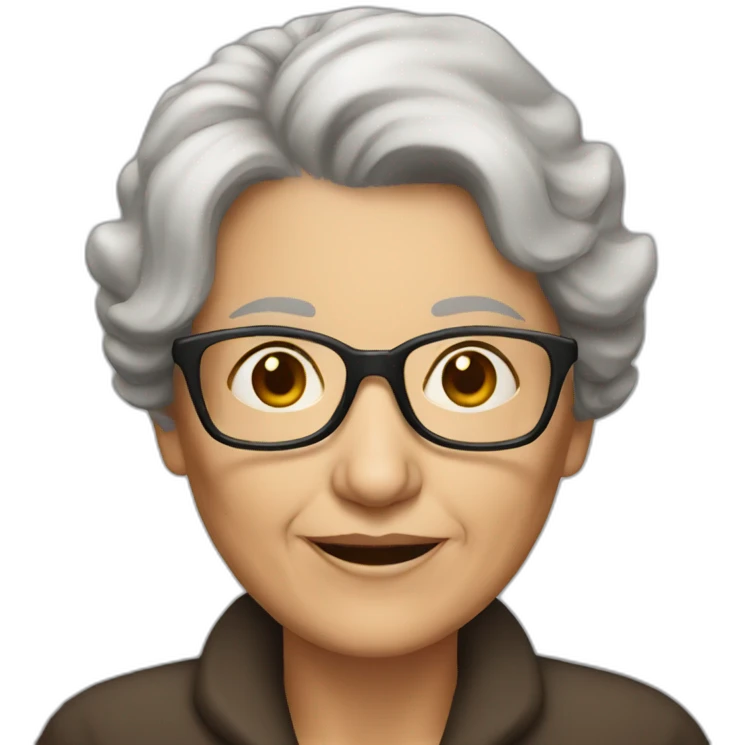 old woman with medium brown hair and glasses emoji