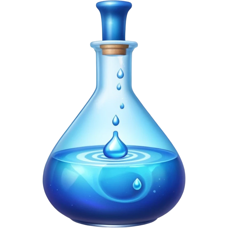 Blue potion bottle open with the liquid falling out (Upside-down with no cork and w/o handle) emoji