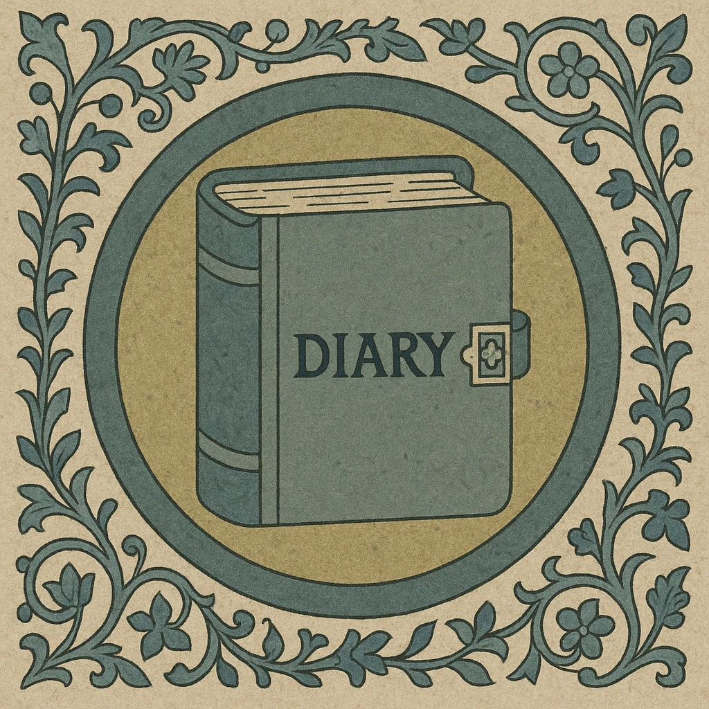 a diary, medieval art style, illuminated manuscript look emoji