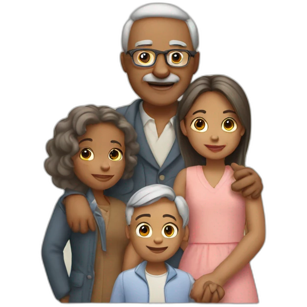 family 3 girl 1 grandfather 1 son emoji
