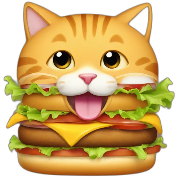 a cat eats humburger emoji