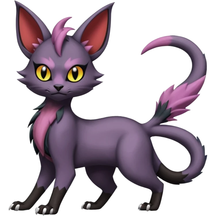 Black edgy cute Noivern-Noibat-Purloin-Torracat-Lykoi-Caracal-cat-Fakemon-fusion-hybrid-creature with an imp tail  emoji