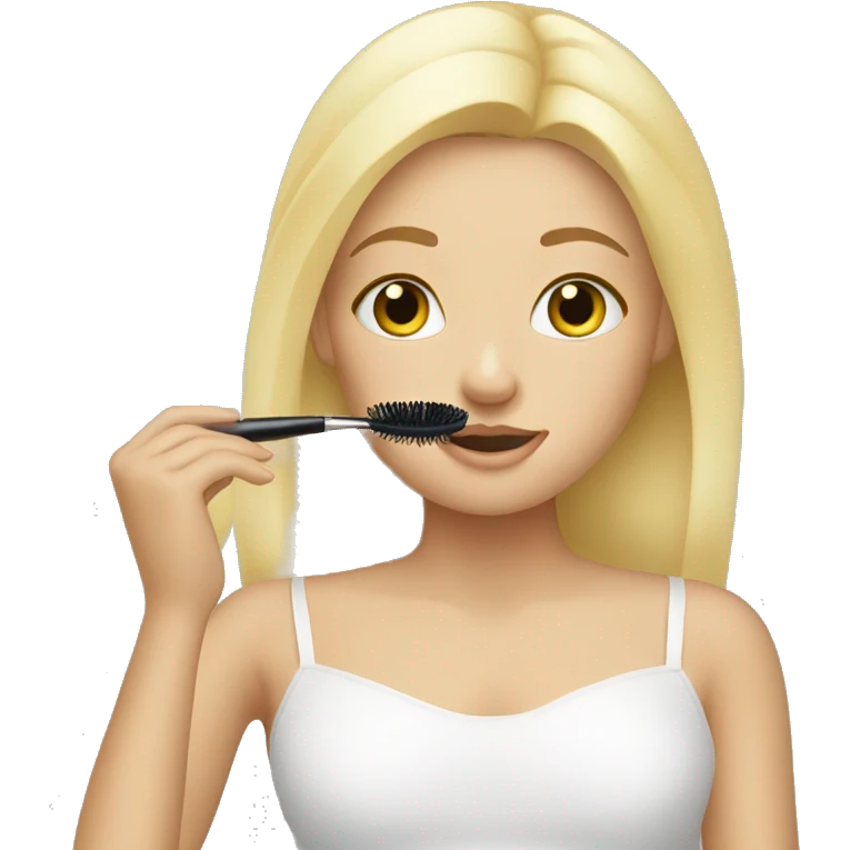 Blonde girl putting on mascara  emoji