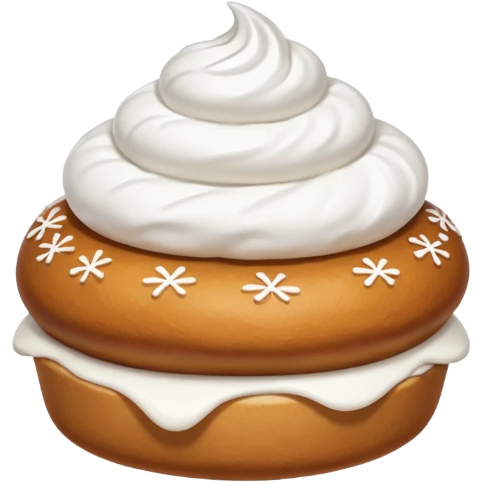 A bun with visible whipped cream in the middle and powdered sugar on top emoji