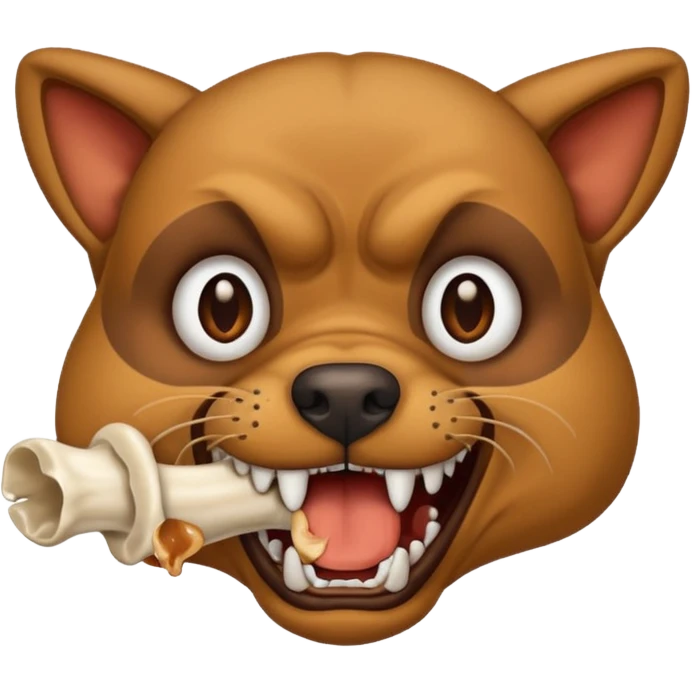 Mad dog with bone in its mouth emoji