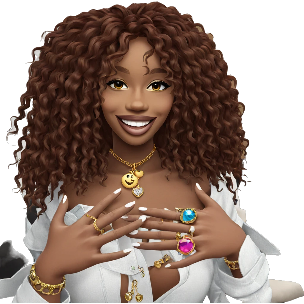smiling girl with jewelry emoji