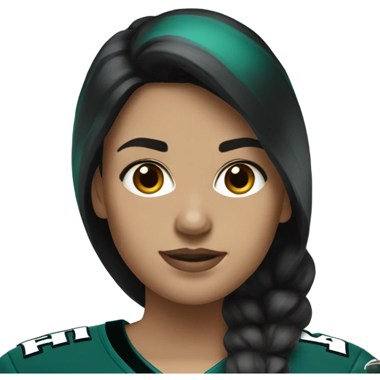  White female dark hair wearing Philadelphia Eagles jersey emoji