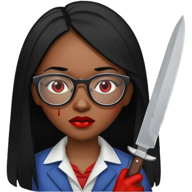 palhacinha sangrenta assassina pele negra de cabelo preto liso e longo with glasses emoji