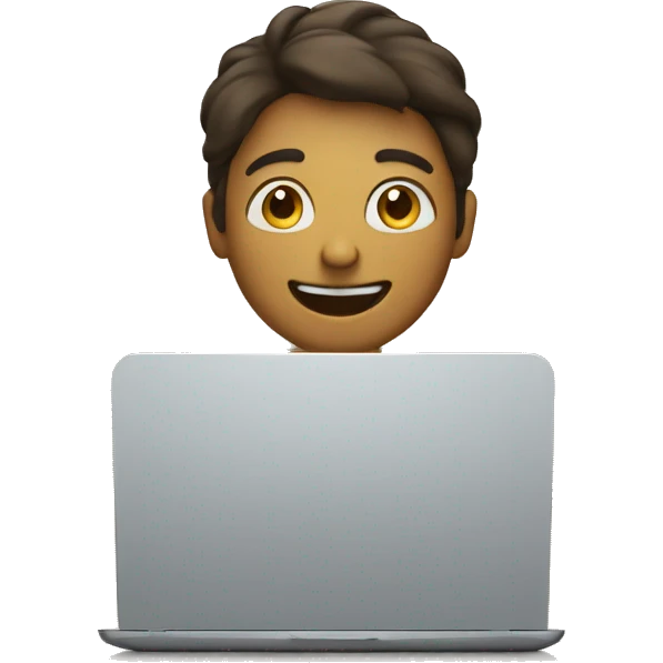 Person looking at a laptop screen with joy emoji