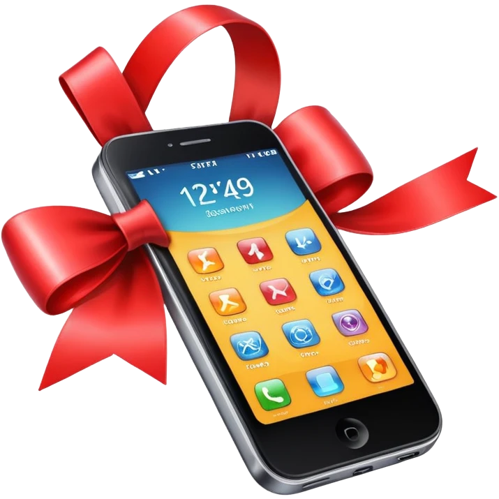 Phone with a bow emoji