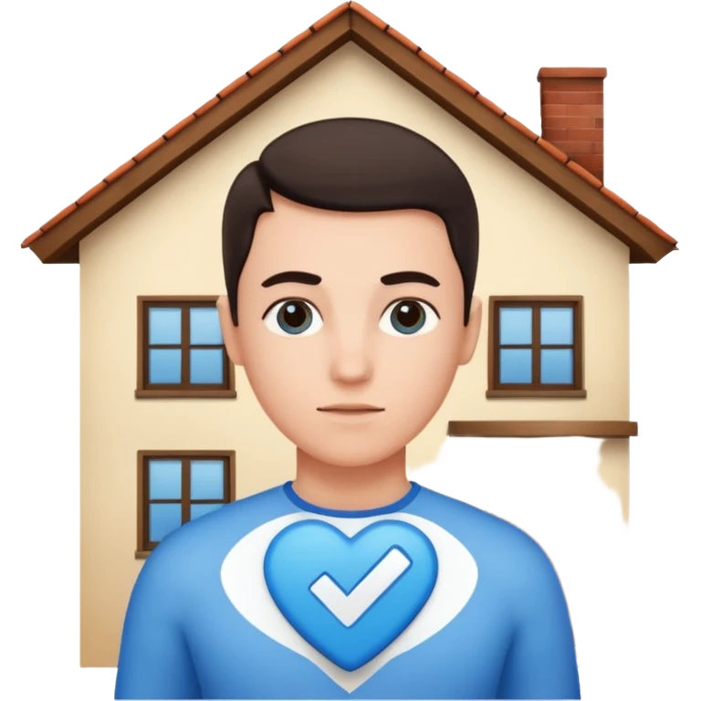 The blue checkmark is inside his house. emoji