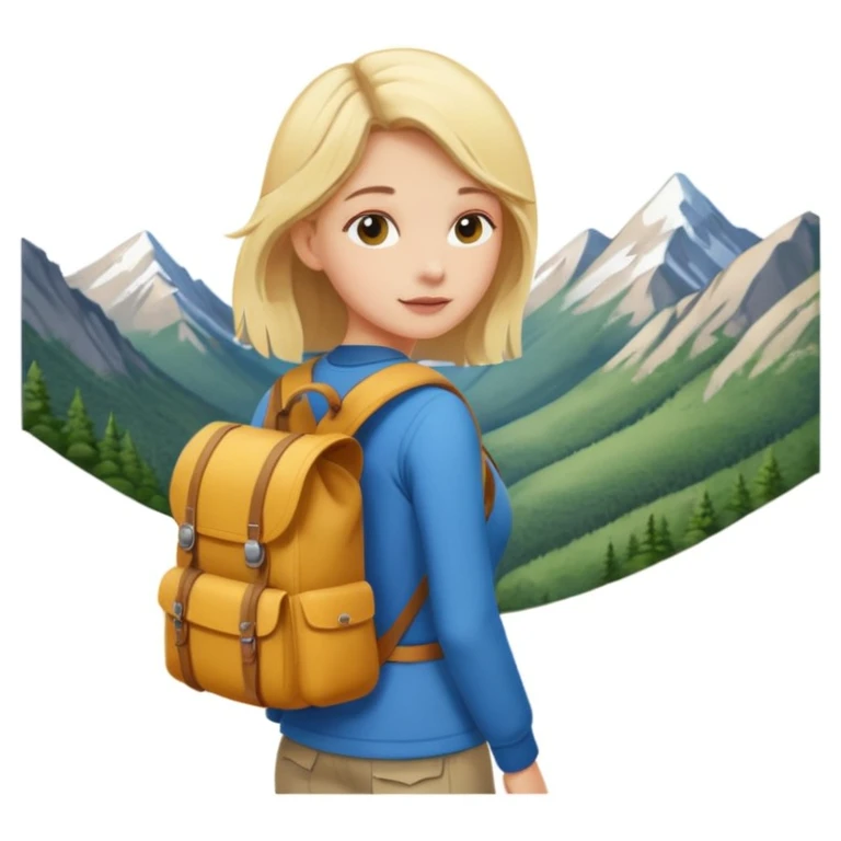 girl back packing mountains background  emoji