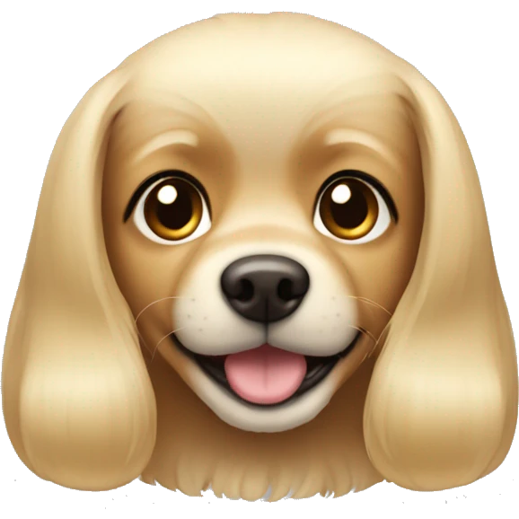 Small dog long blonde hair brown ears  emoji