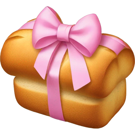 A bread with a pink bow emoji