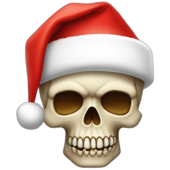 Only Skull with red santa cap emoji