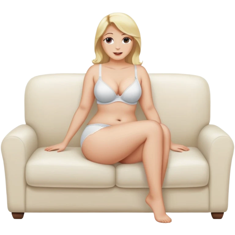 fullbody realistic busty blonde topless buxom in undies sitting on couch in comfy
missionary legs up sfw emoji