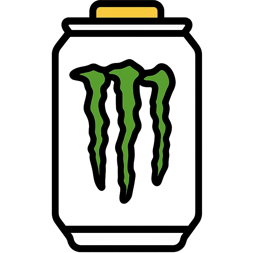 white Monster Energy can with sharp modern M logo, clean and minimalistic style emoji