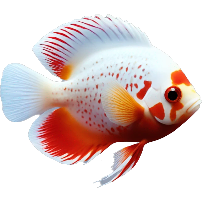 DISCUS fish white and red dot emoji