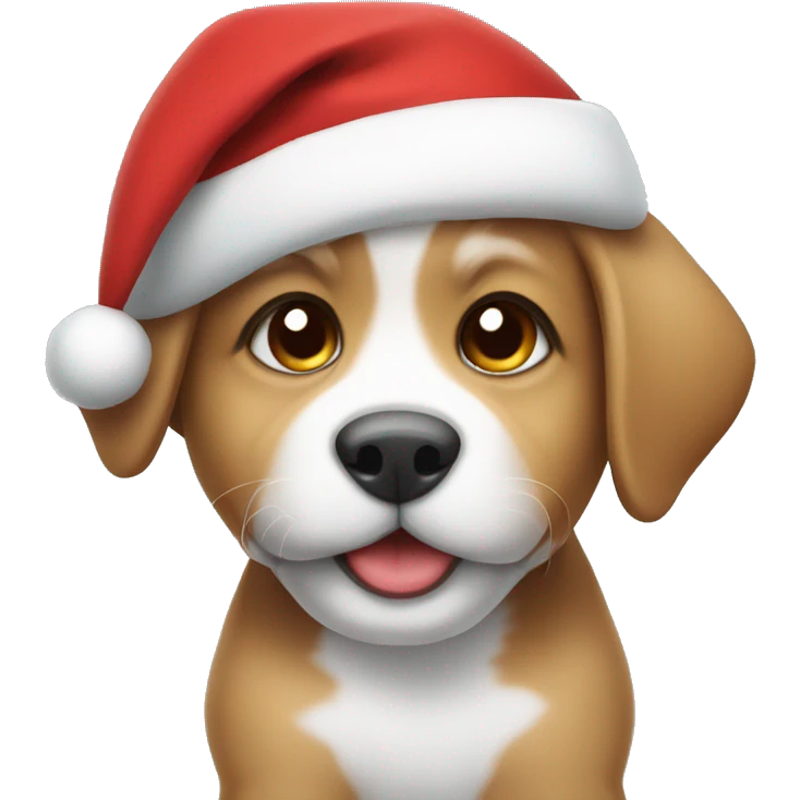 Cute puppy in Santa hat emoji