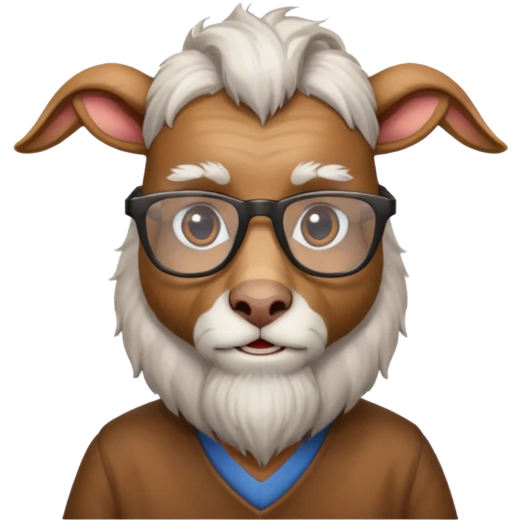 long hair goat with glasses and shirt  emoji