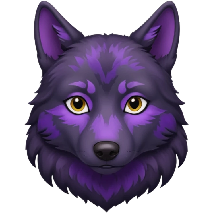 sad black wolf with purple pattern emoji