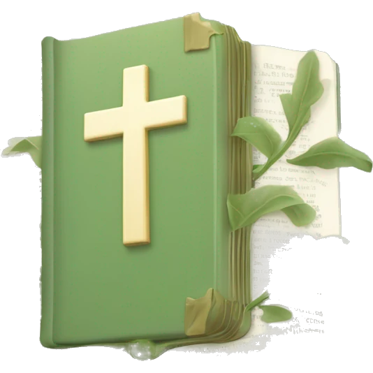 Open Light Sage green holy Bible with a light coloured gardens coming from the sides of the Bible  emoji