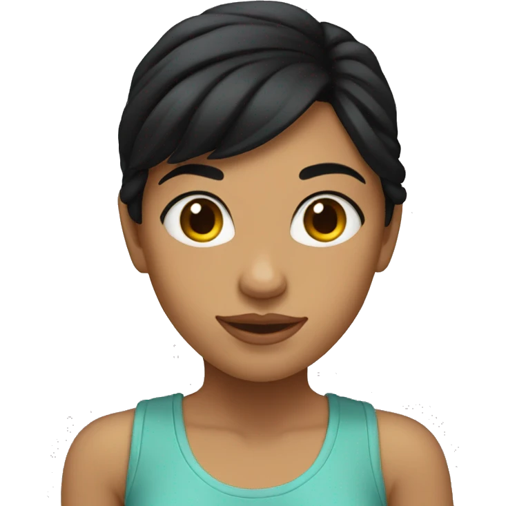 girl, shortly black hair, latin skin emoji