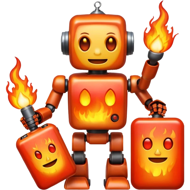 로보트 이모지+불+배터리 emoji