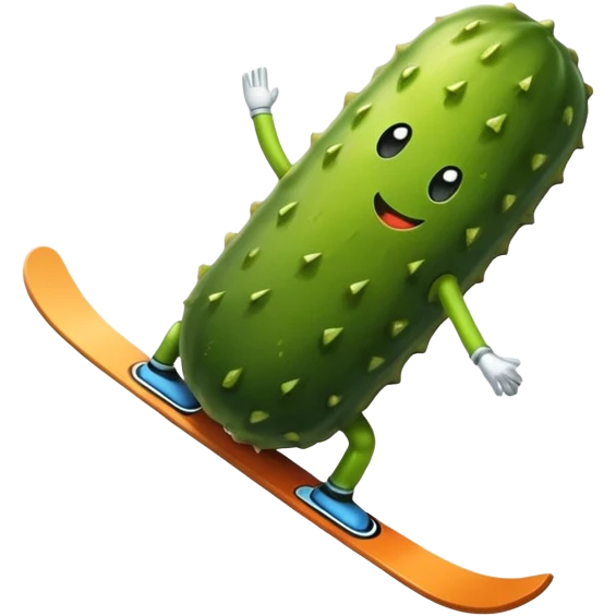 A pickle skiing emoji