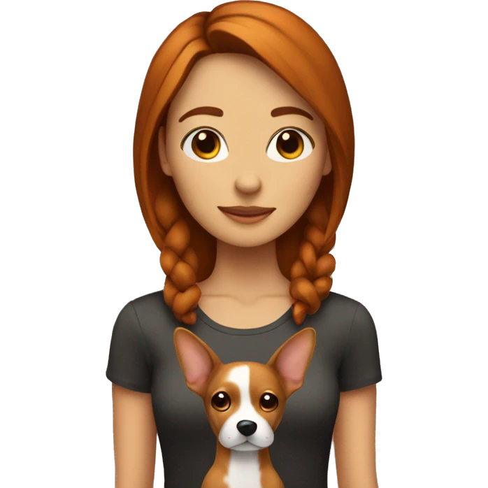 brunette girl with ginger point ears dog  emoji