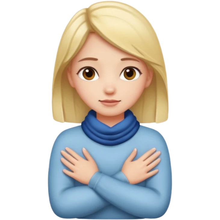 Girl with her hands crossed around her neck  emoji