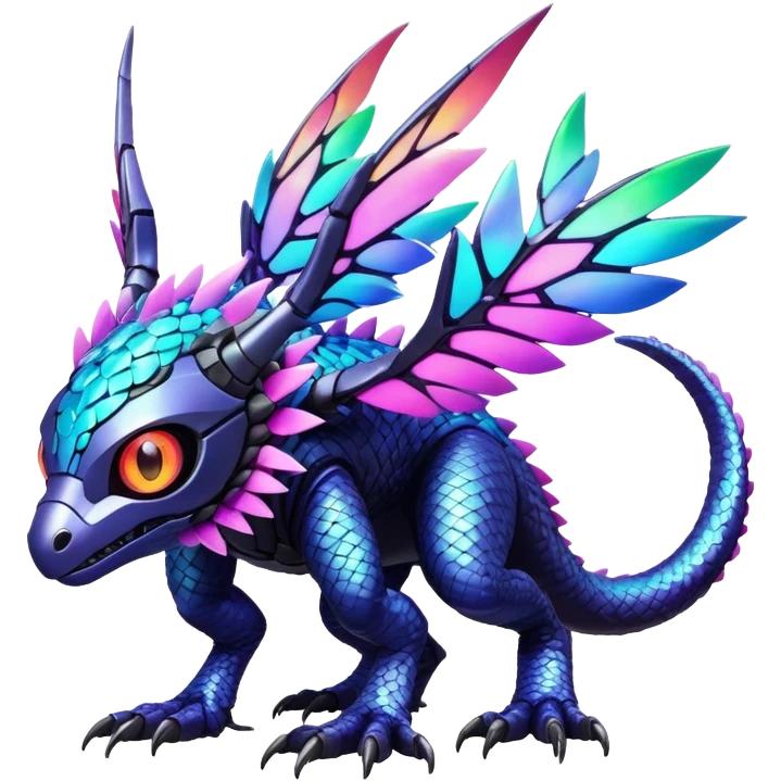  exotic futuristic lush warm-colored modern colorful neon-colored cyber-Fakémon-Digimon-Trico-creature emoji