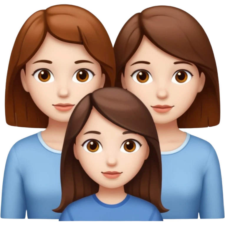 Three girls white skin brown eyes and brown hair  emoji
