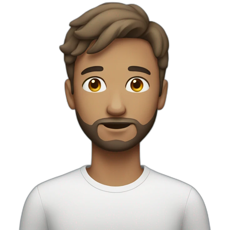 A young Man with blue eyes, a short beard, and a cloud in front of his face emoji