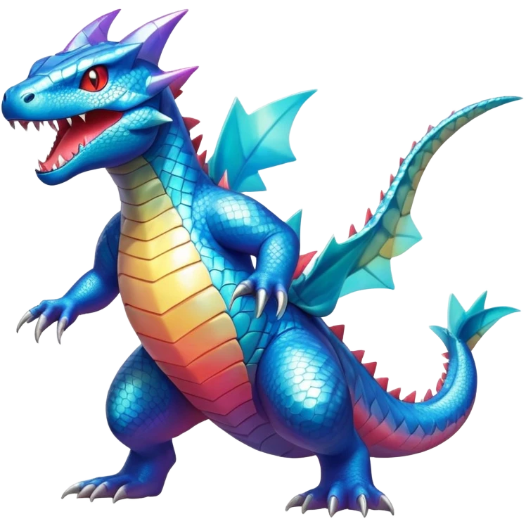 Shiny Exotic Colorful epic Gabite-Salamence-Koraidon-Feraligatr-Fakémon-hybrid-creature (full body)  emoji