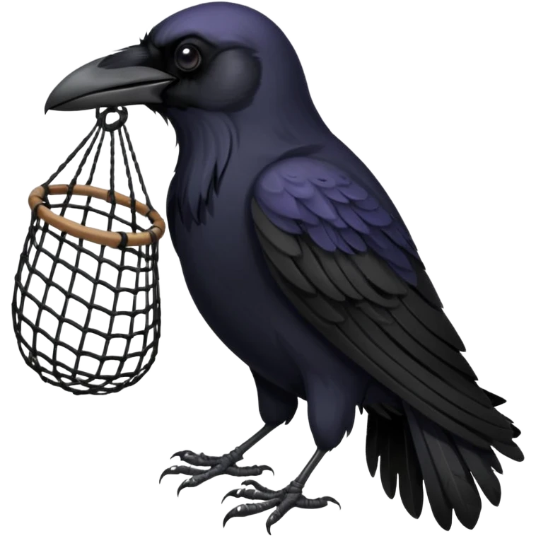 A raven getting caught by a hand net emoji
