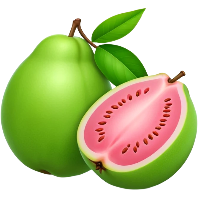 Fresh guava fruit with green exterior and pink interior emoji