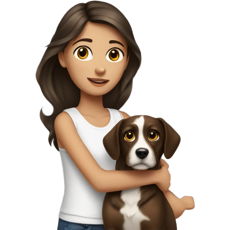 Brunette girl with dog emoji